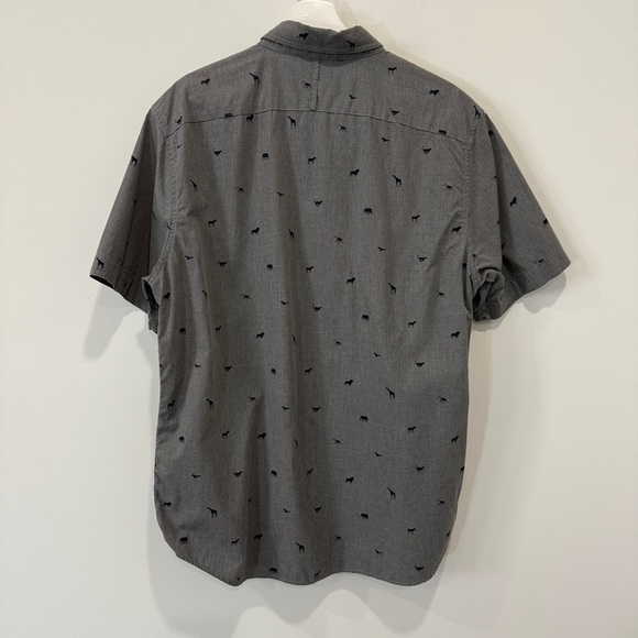 Banana Republic Luxe Poplin Slim Fit L Gray Safari Patterned Casual Shirt - Picture 14 of 17